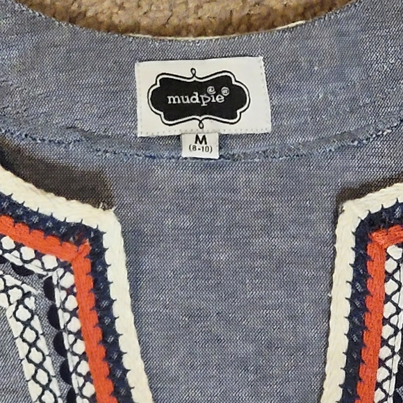 MUDPIE EMBROIDERED CHAMBRAY SHIFT - Picture 5 of 5